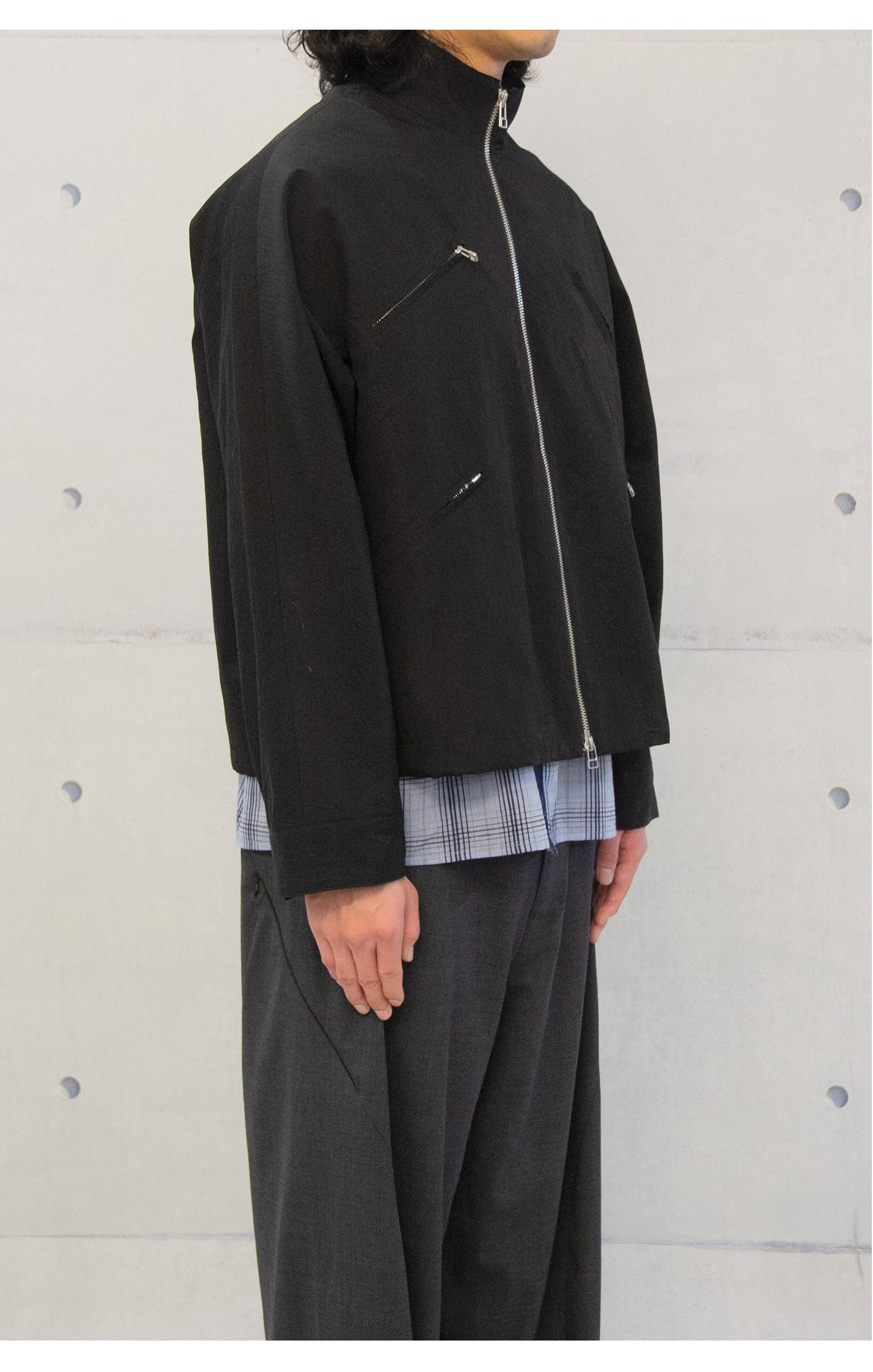 Micro-pleated multi-zip jacket