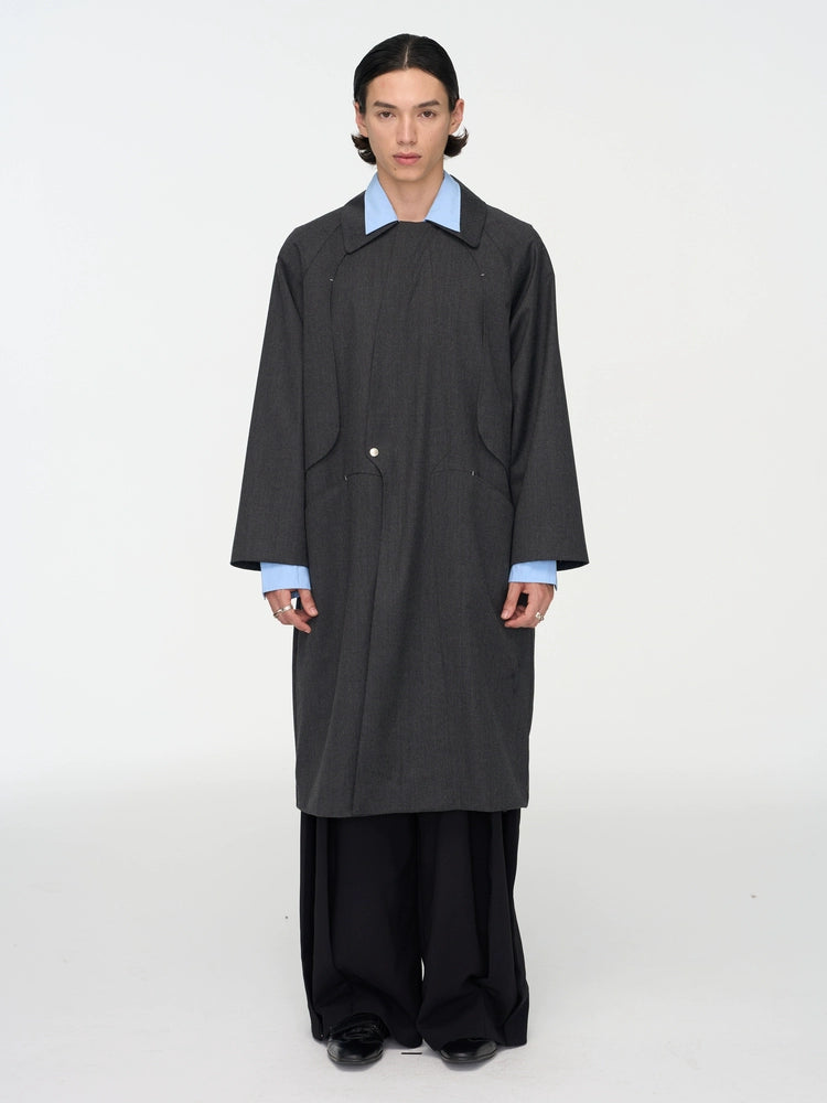 Curved Split Wool Coat