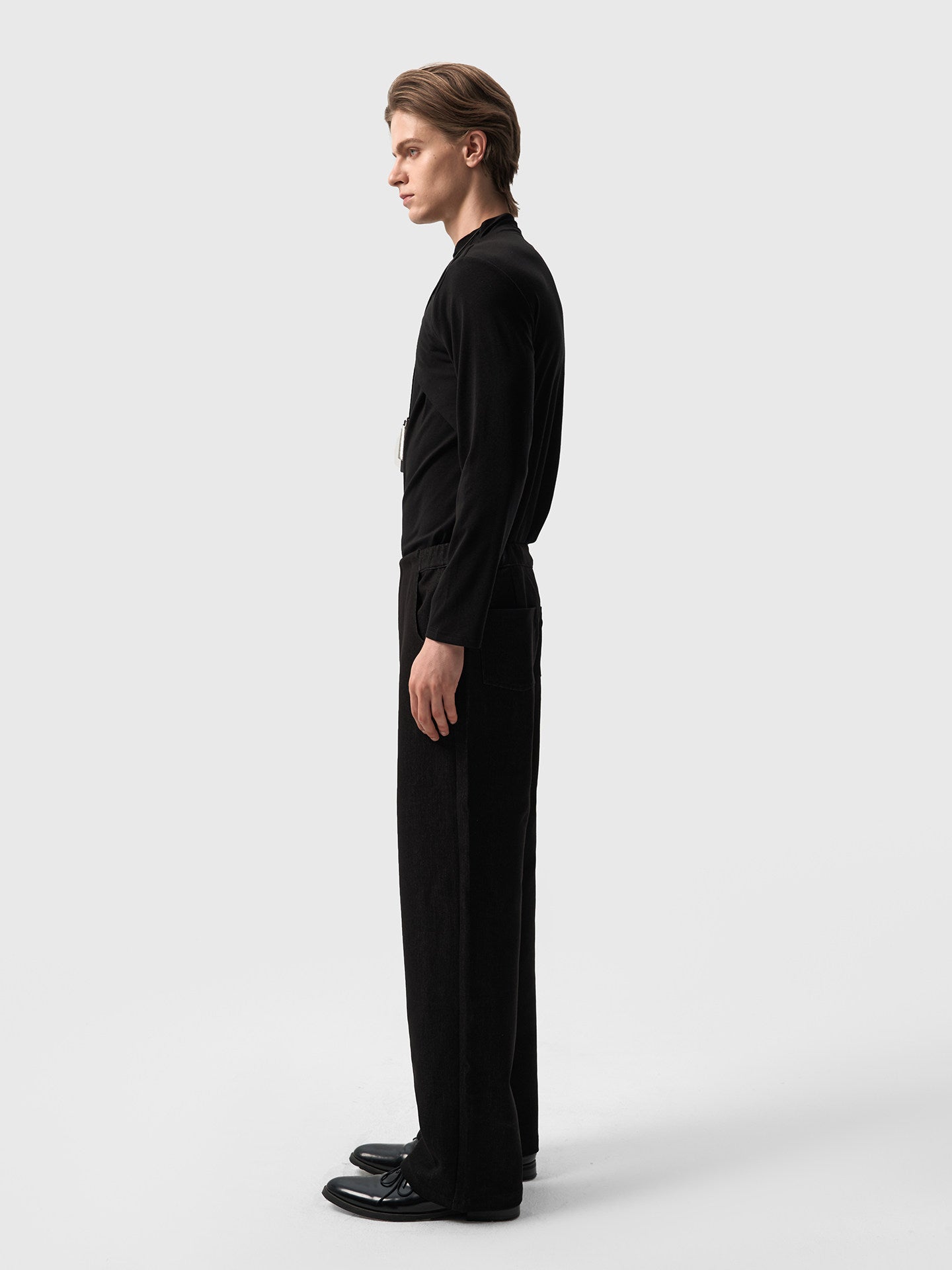 Pleated Long-Sleeve Single-Layer T-shirt