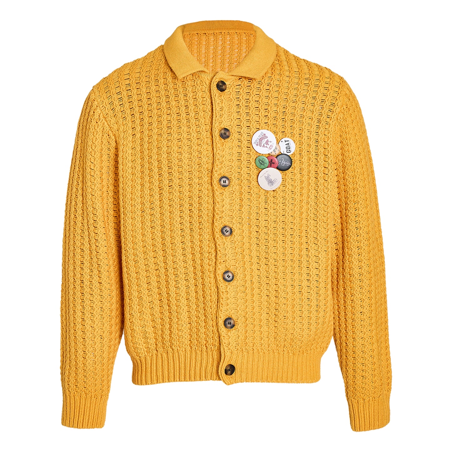 button-down badge cardigan
