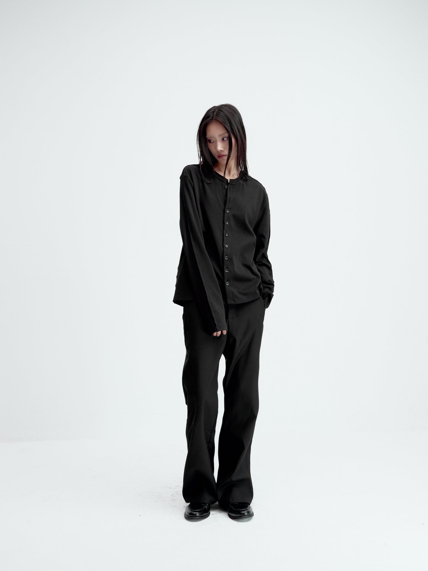 Layered matte button cardigan