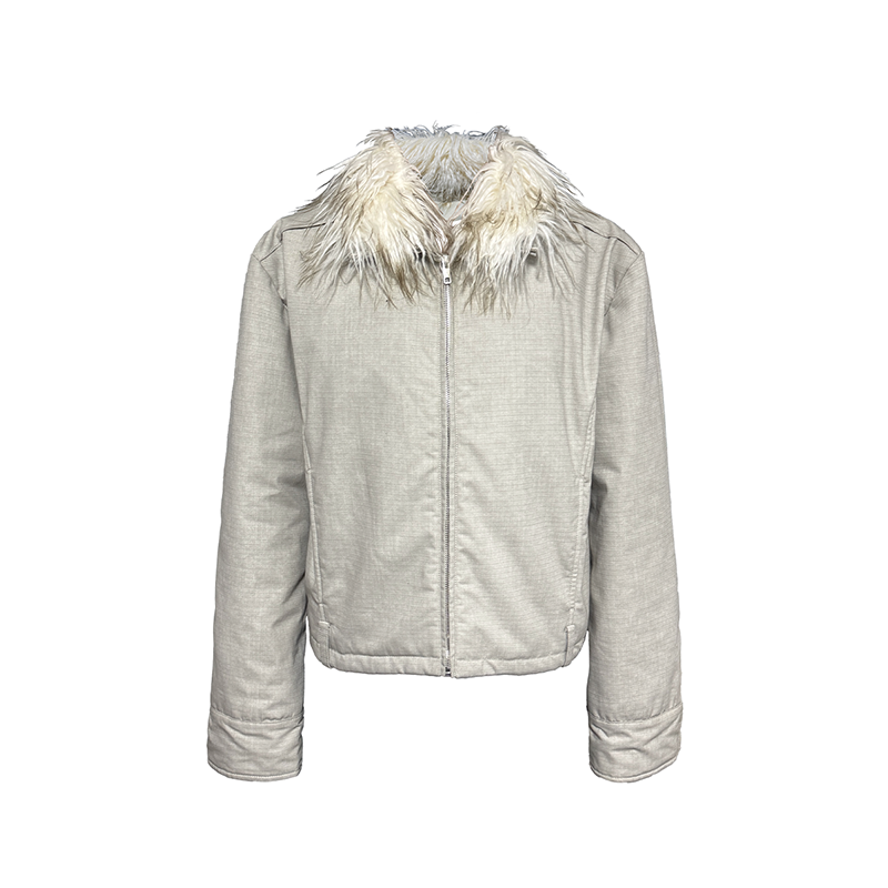 Washable Fur Collar Loop Jacket