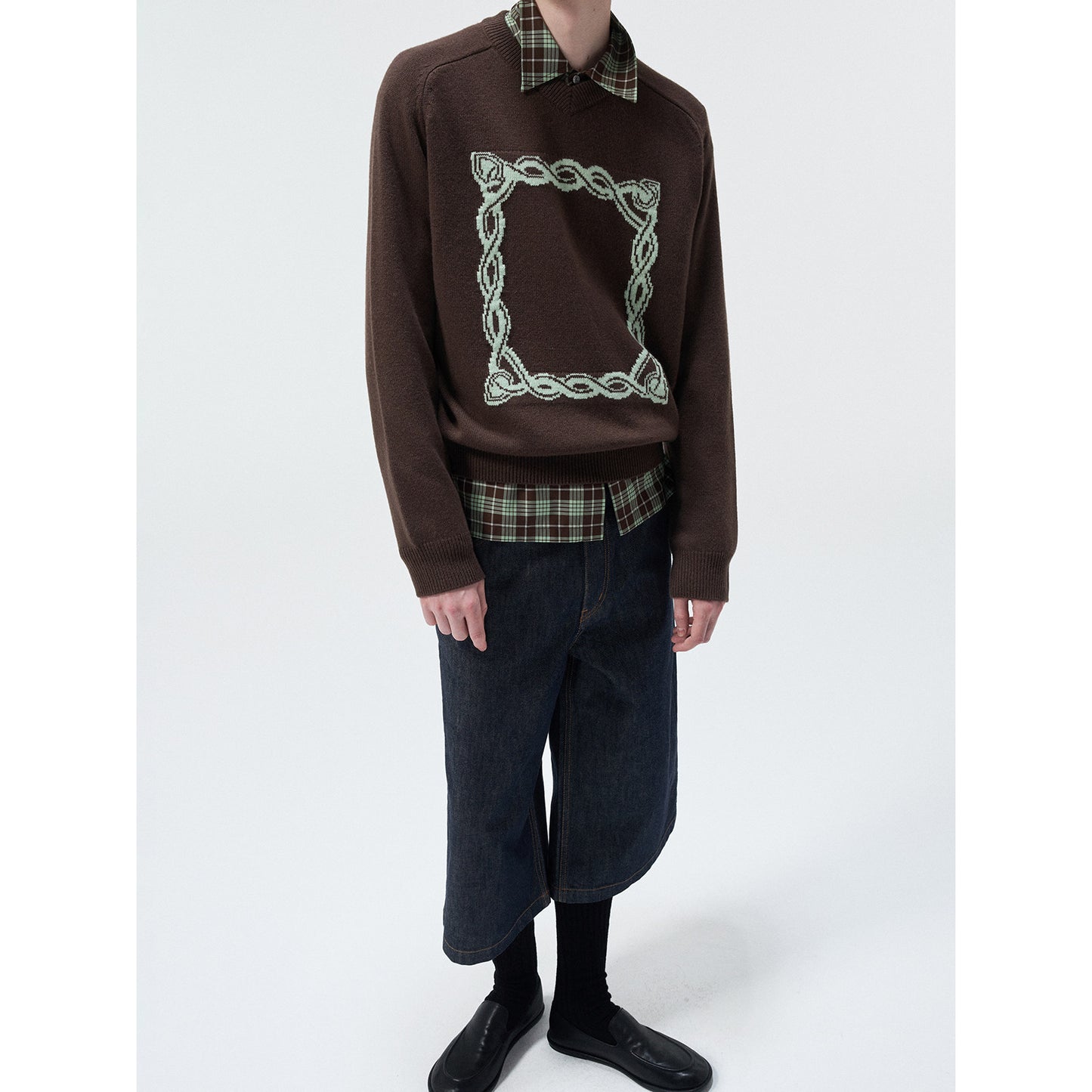 Cashmere Knotted Jacquard V-Neck Knit
