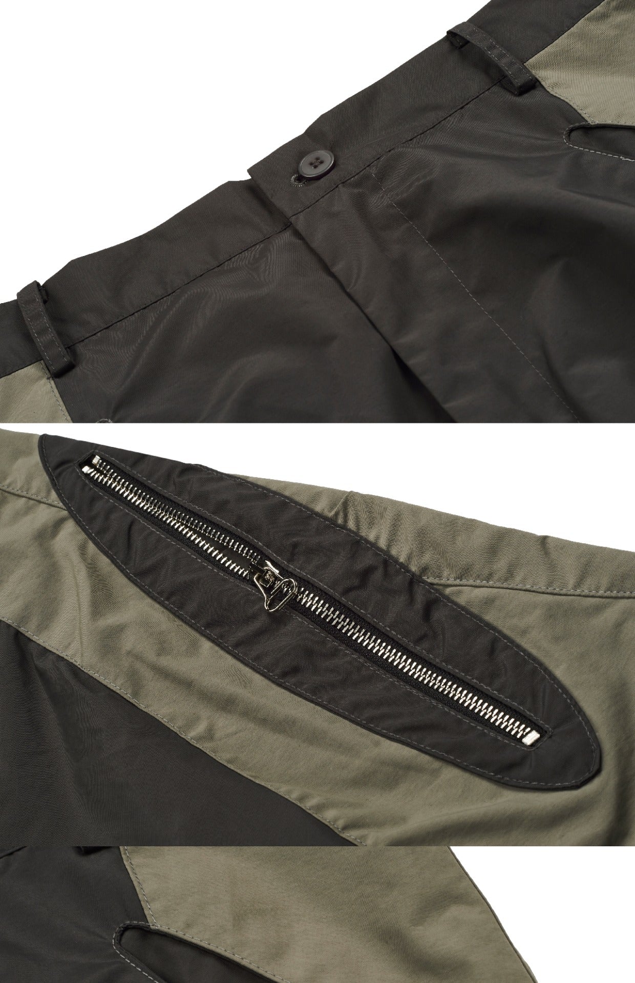 7440 37 1 Nylon color-block zippered cargo straight-leg trousers
