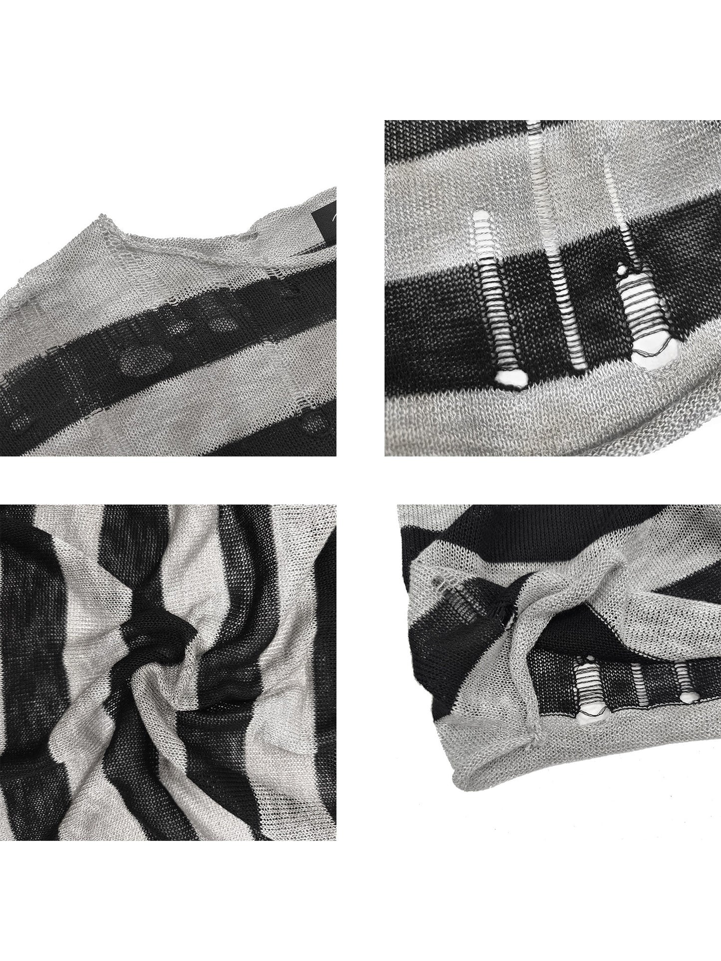 Striped stained dye long sleeve T-shirt
