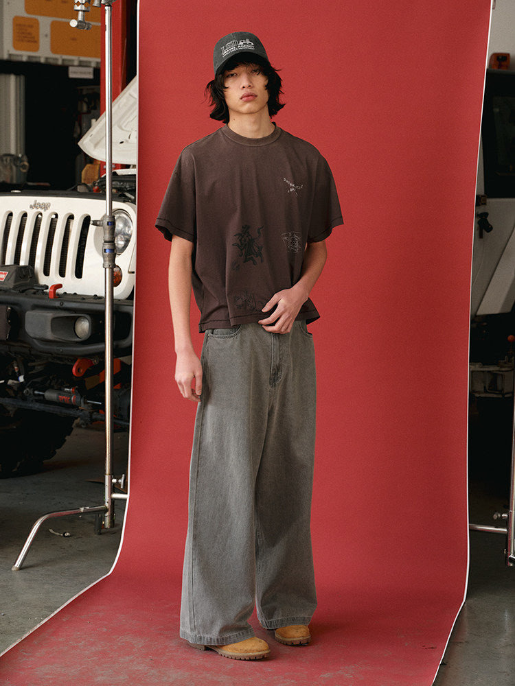 Deep crotch wide-leg jeans