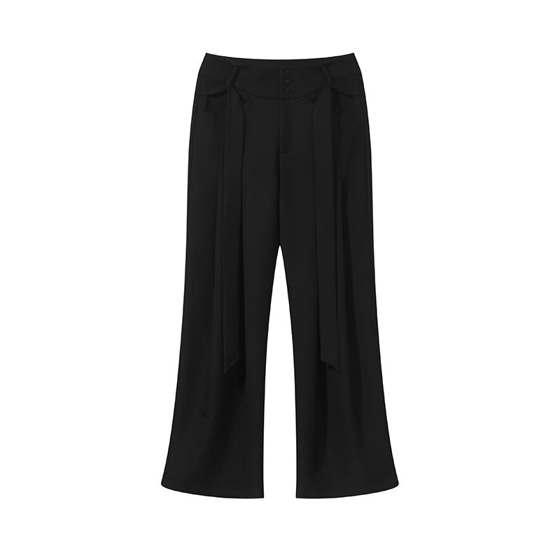 high-rise wrapped wide-leg trousers