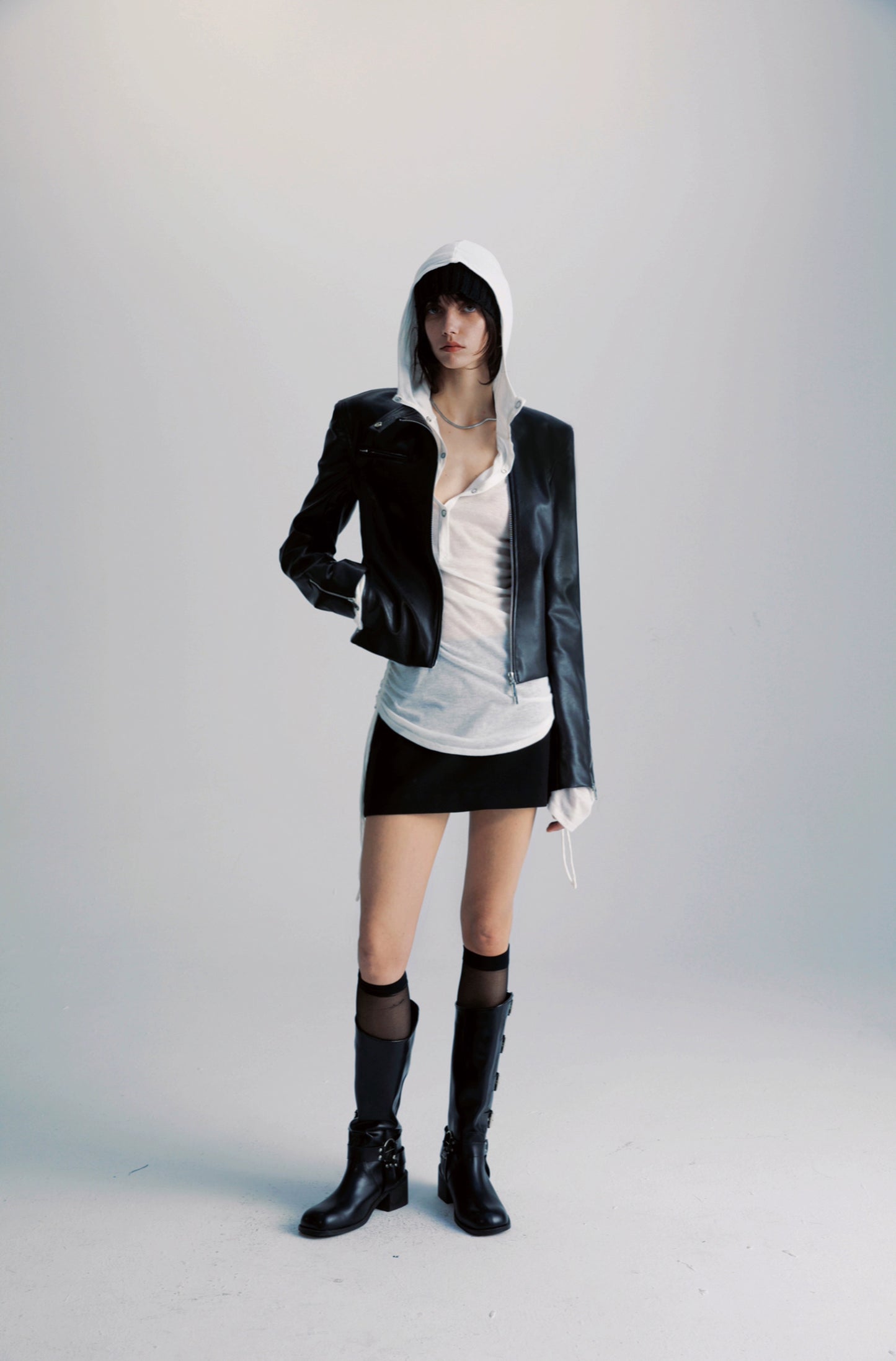 Black leather base Jacket