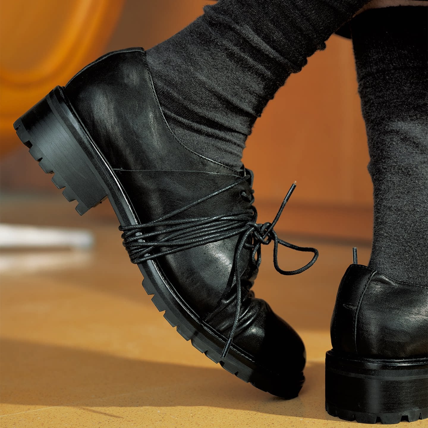 Belted Derby Leather Shoes