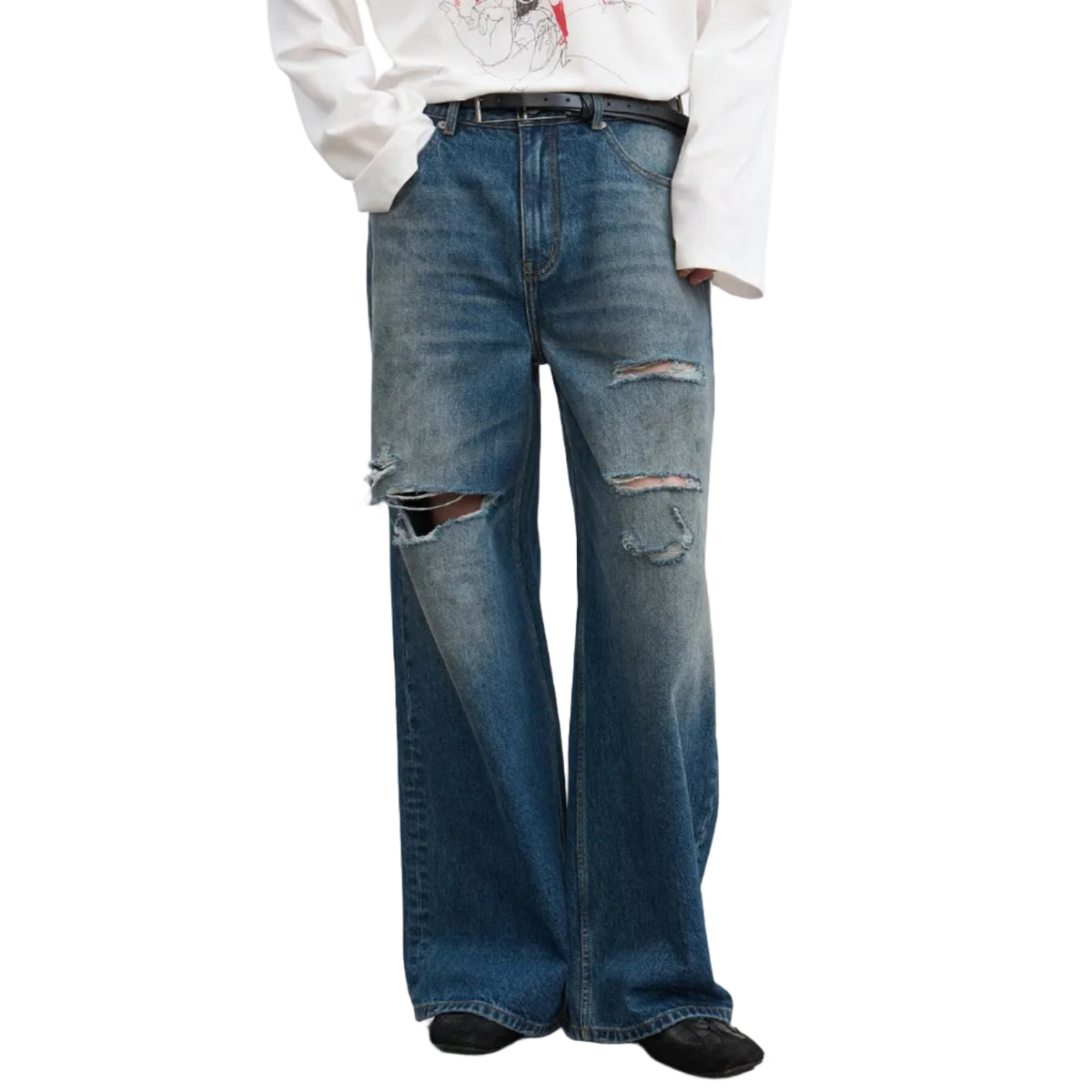 Knife-Cut Loose straight jeans