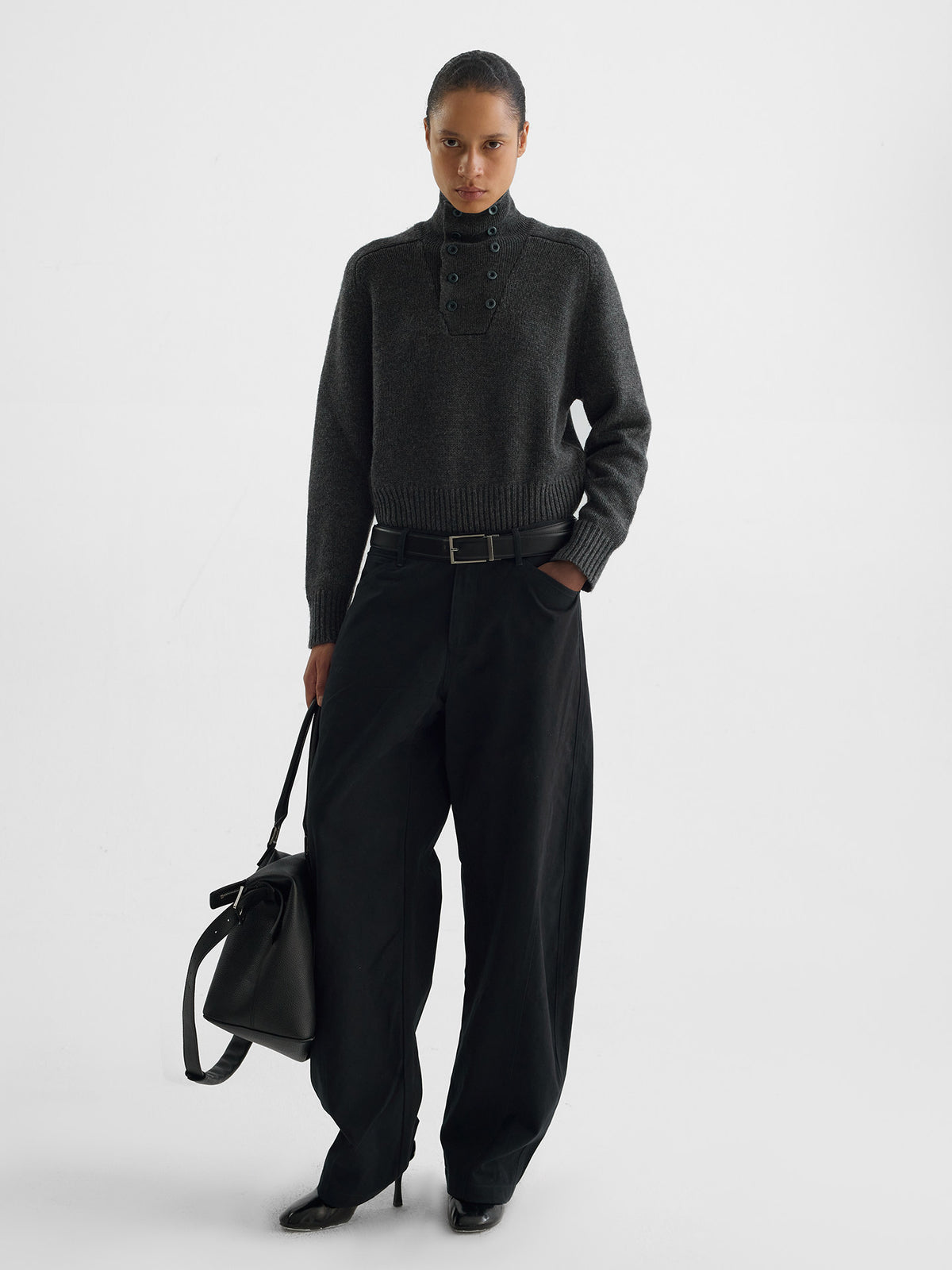 Double-row stand-collar long sleeve