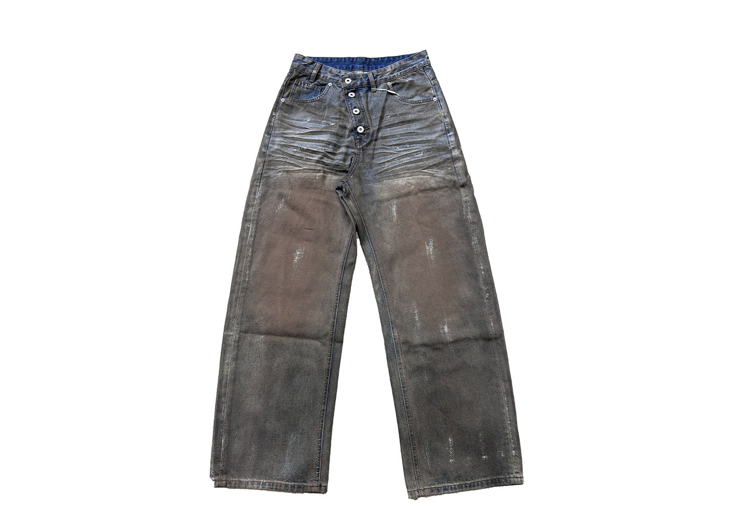 Brushed silver dirty blue washed jeans