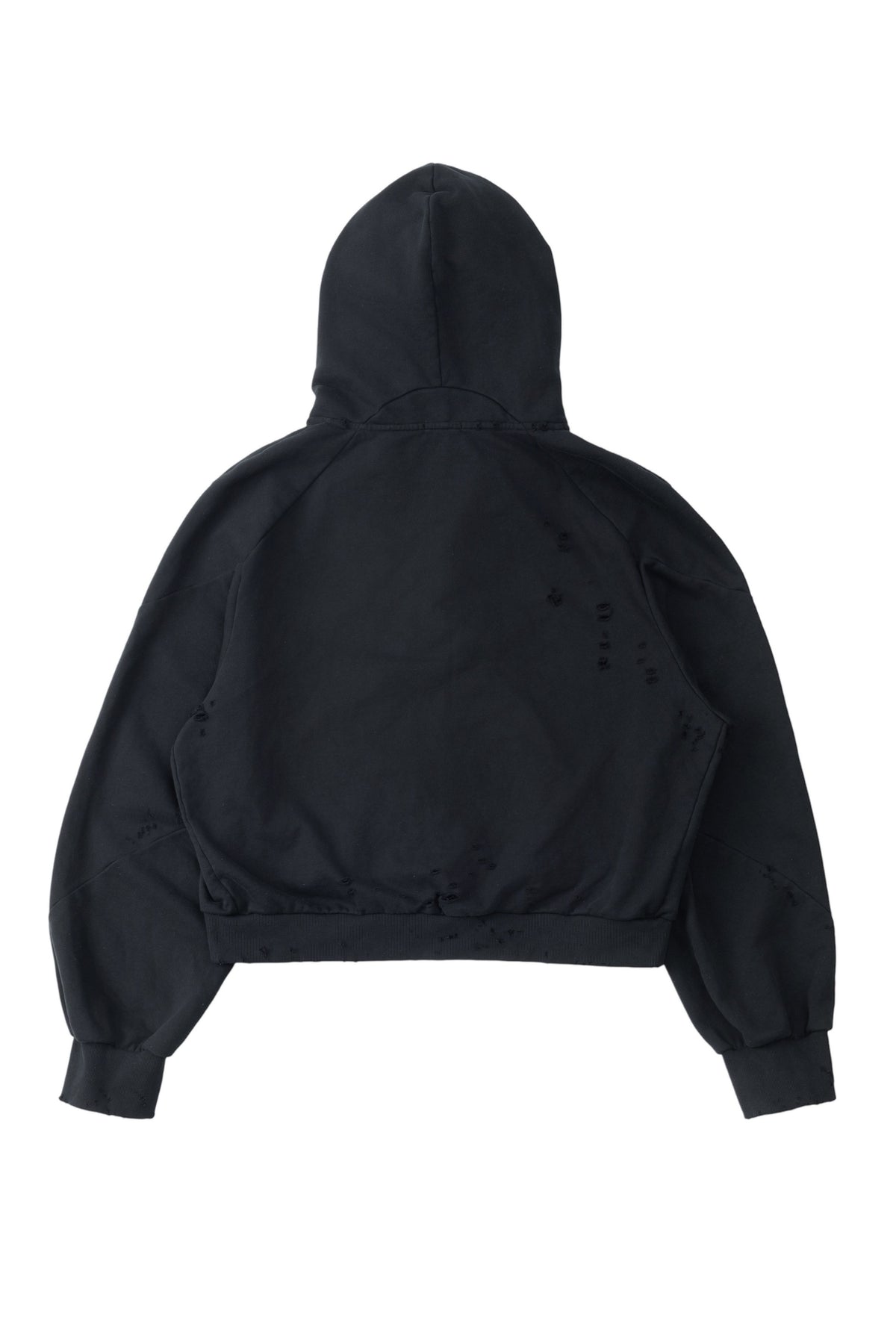 Spiral sleeve damaged zipper sweatshirt