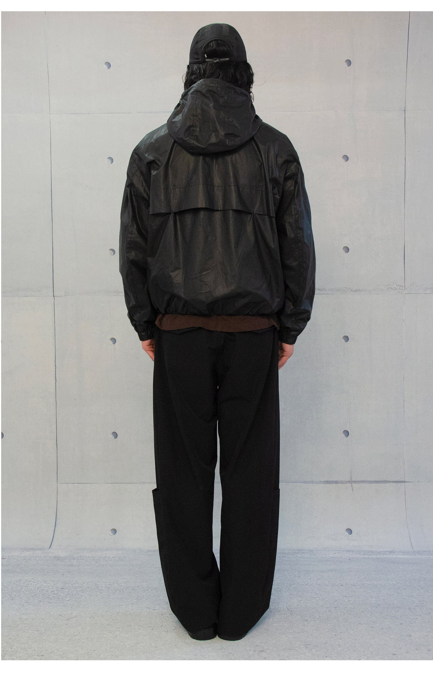 Matte coated zip hooded jacket