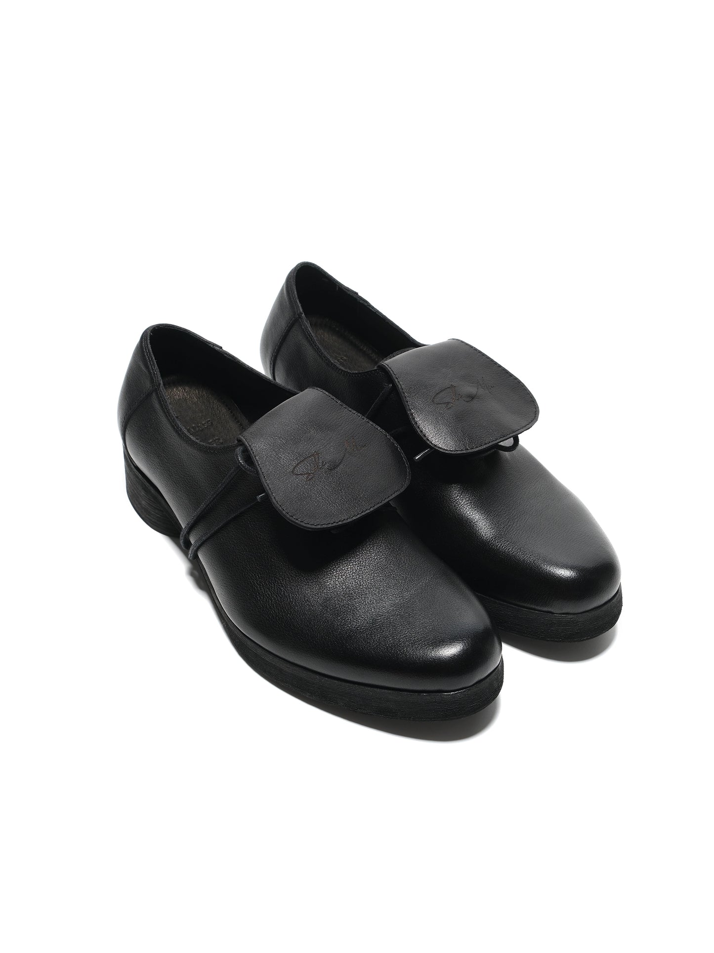 Washed Cowhide Square Toe Derby Shoes