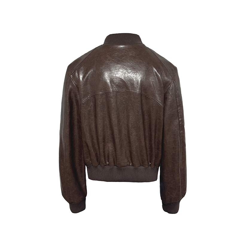 PU Oil Wax Smooth Leather Jacket