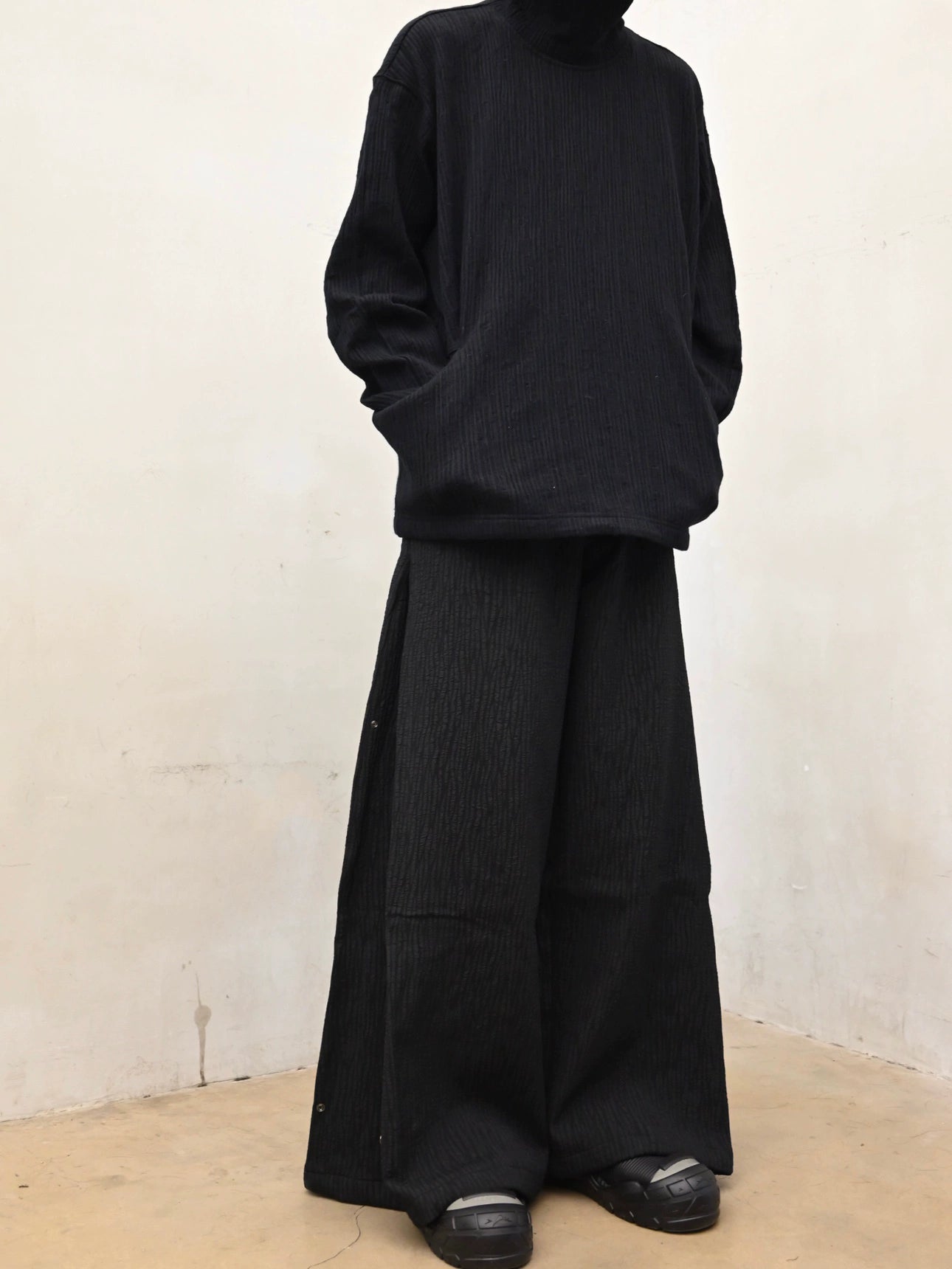 "089WP" Tree Heart Jacquard Straight Fold Pants