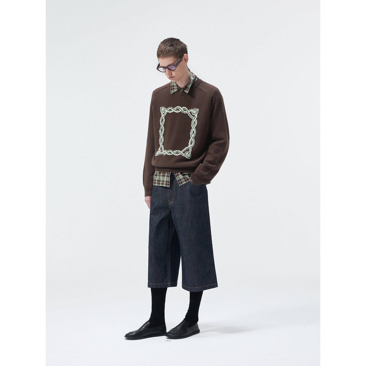 Cashmere Knotted Jacquard V-Neck Knit