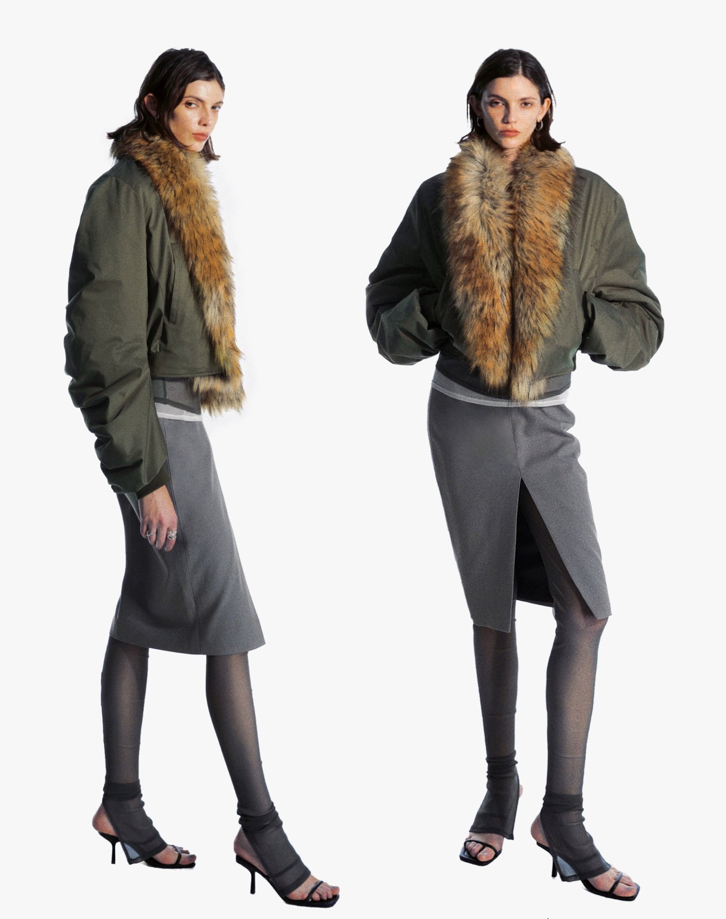 Detachable fur collar Bomber Jacket