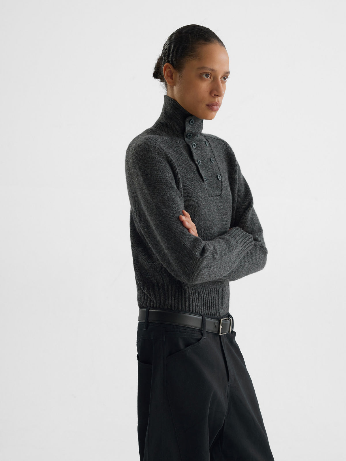 Double-row stand-collar long sleeve