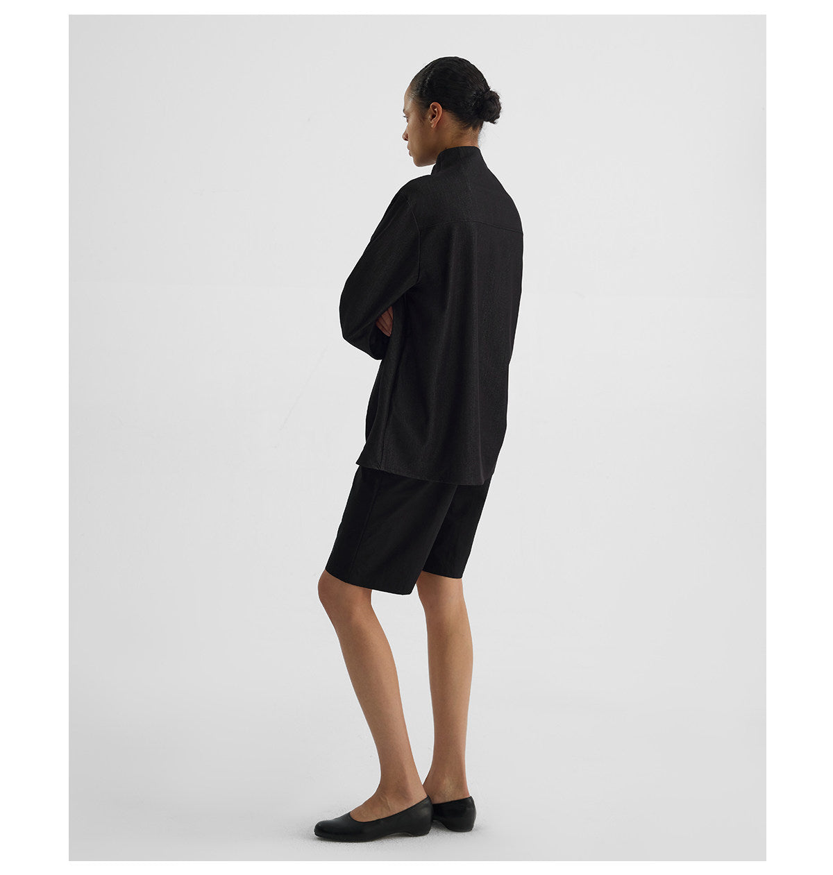 Collarless long-sleeve shirt
