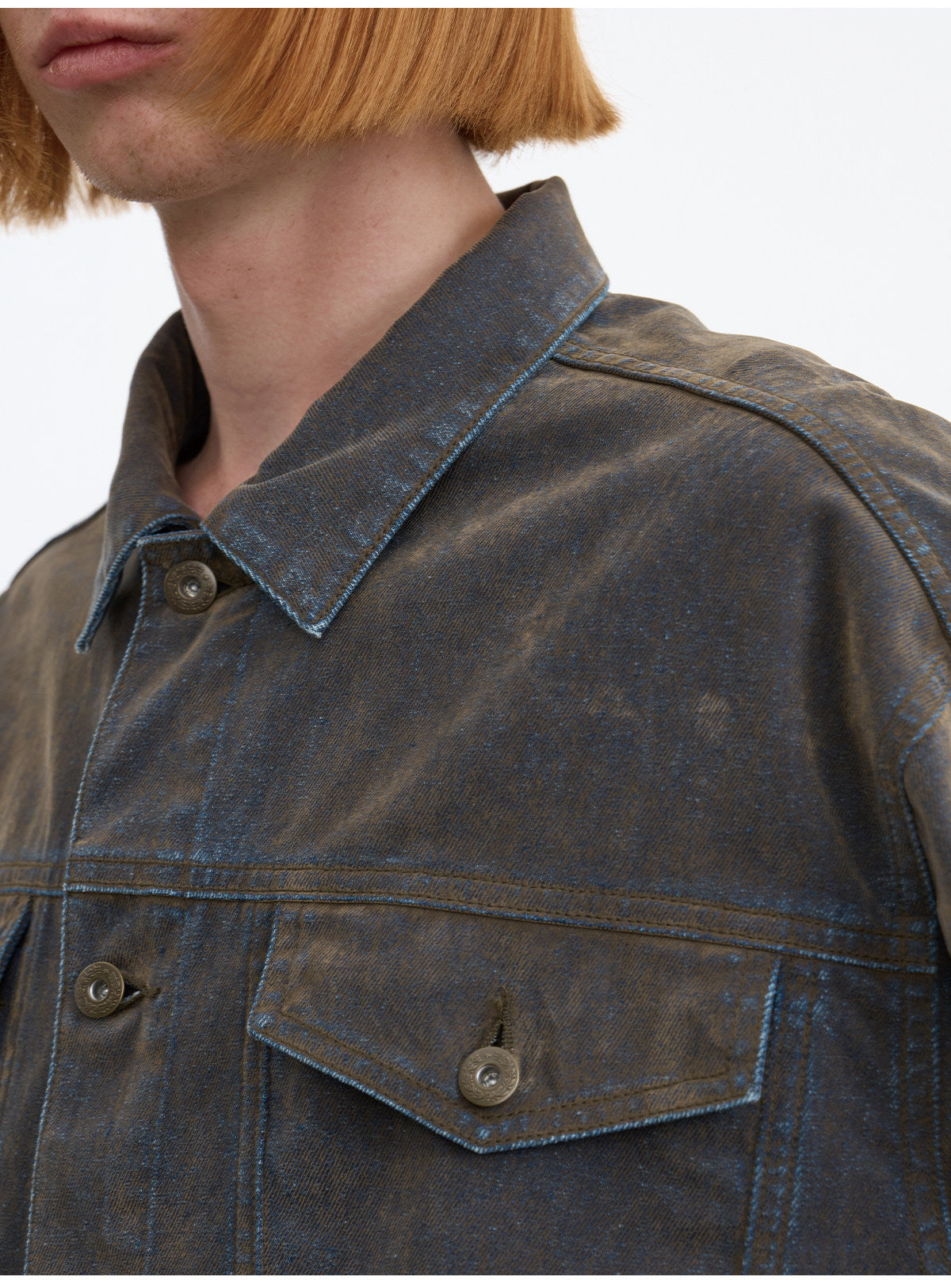 Mud velvet washed distressed denim jacket