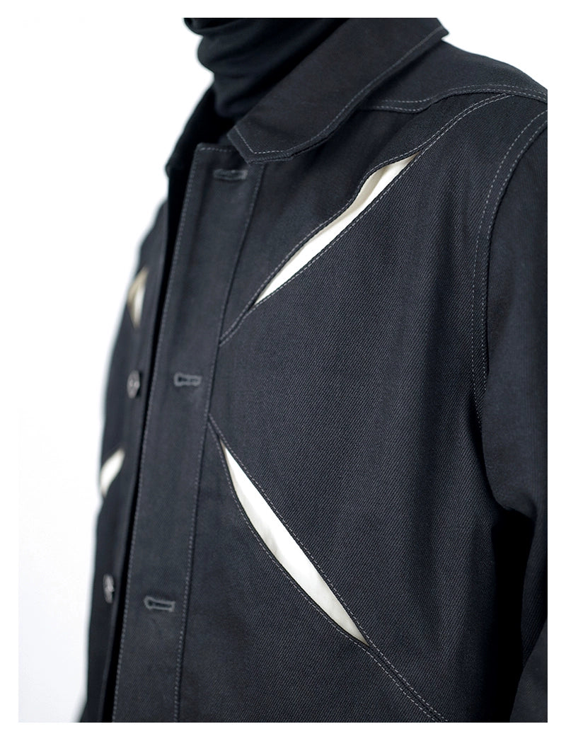 cut-out denim jacket