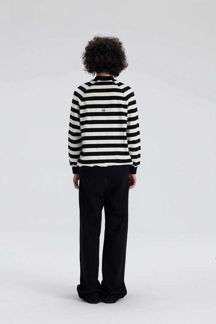 'Father' cross-neck striped printed sweatshirt