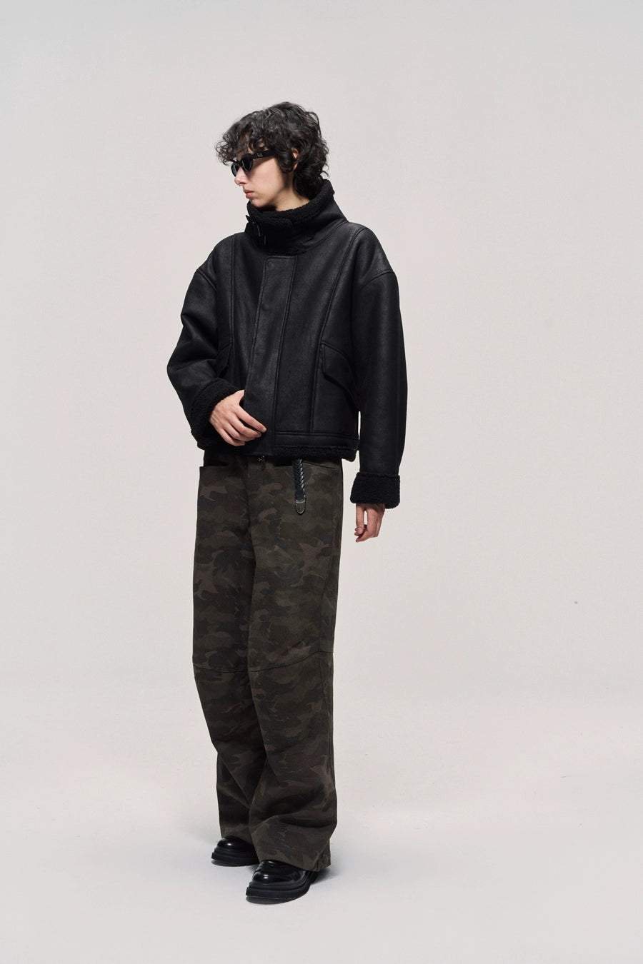 Natural Distressed Suede Fur Jacket