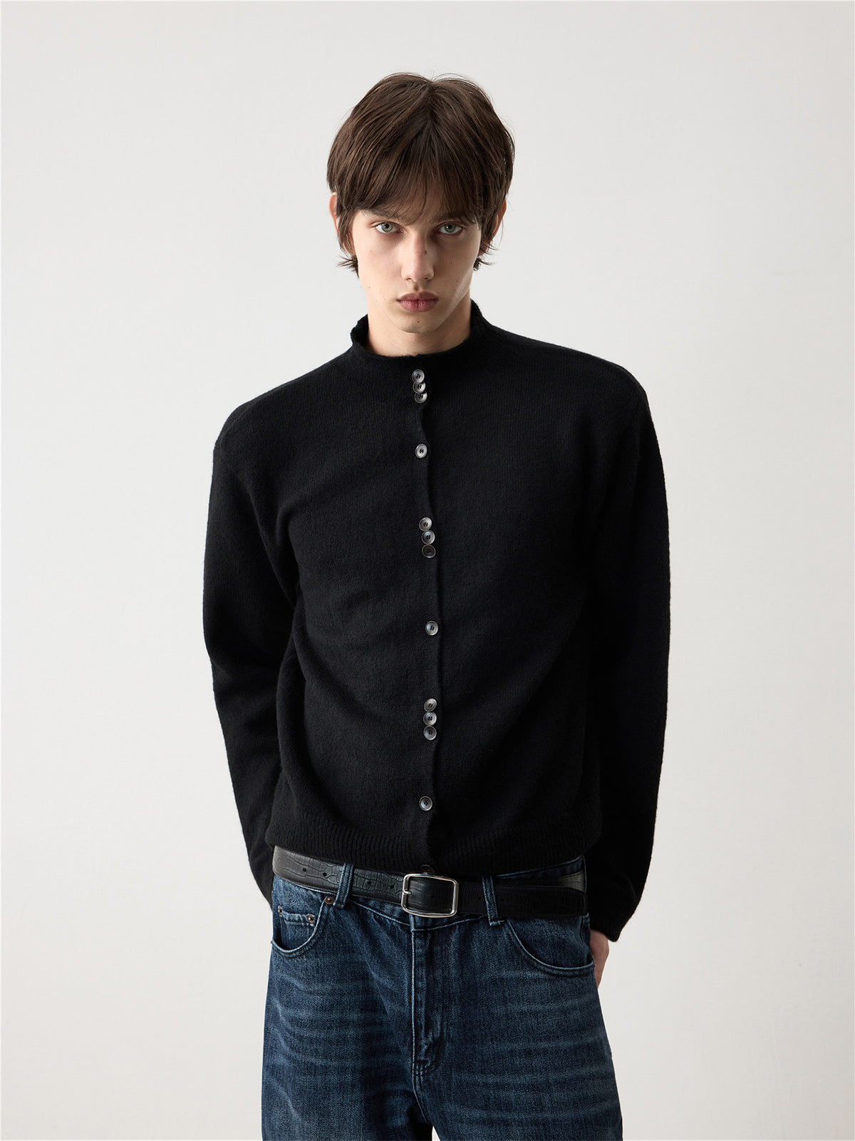 Mid-Turtleneck Thickened Cardigan