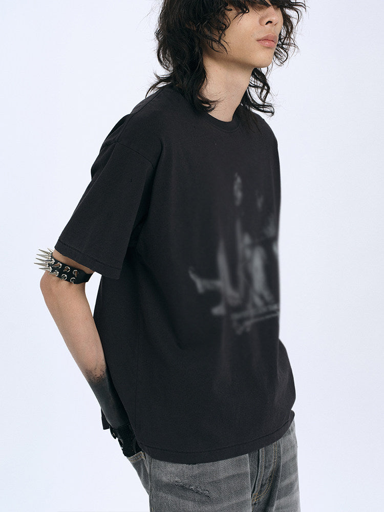 VELVET GIRLS* Washed old short-sleeved t-shirt