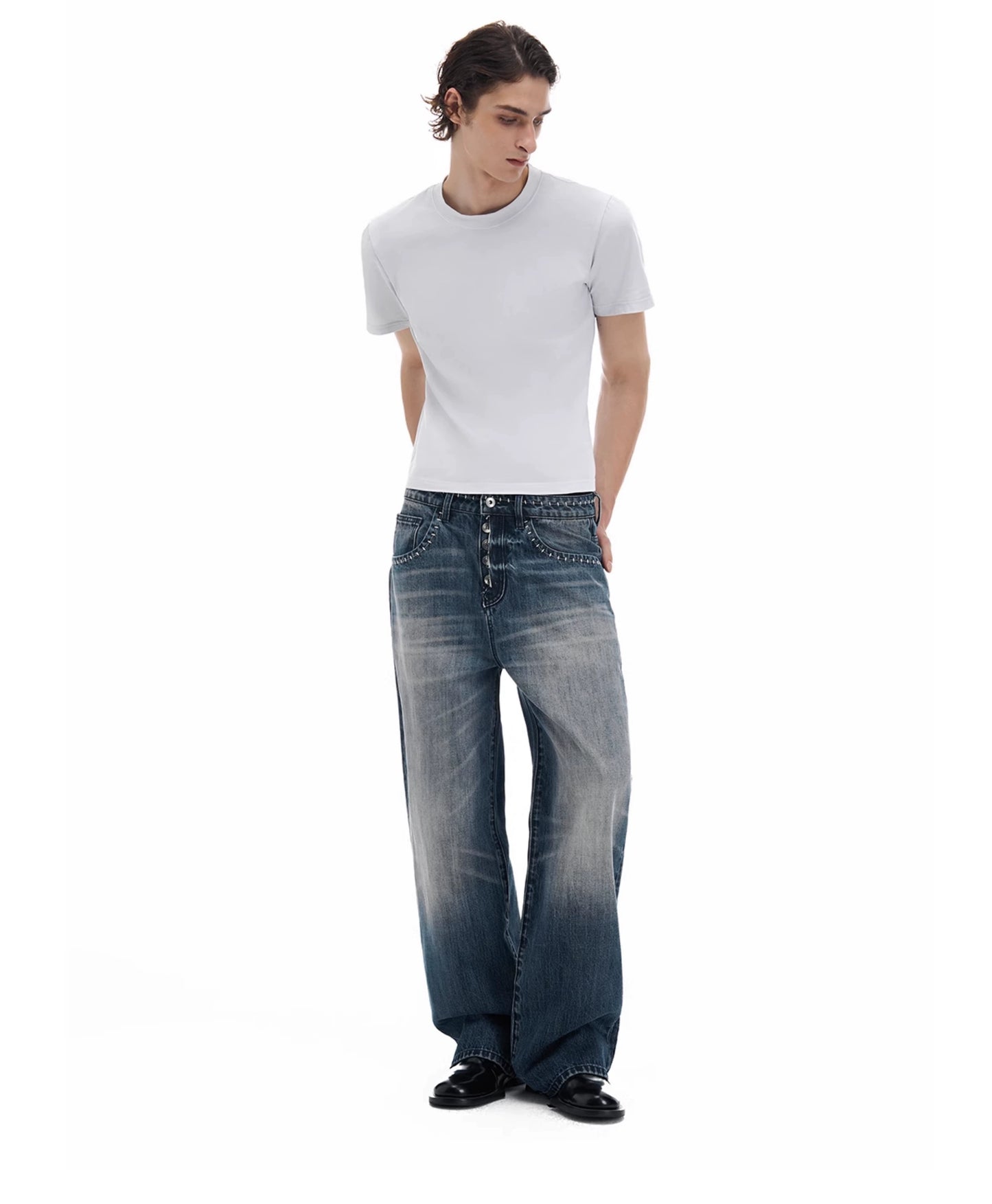 Heavy Washed Embroidery Jeans