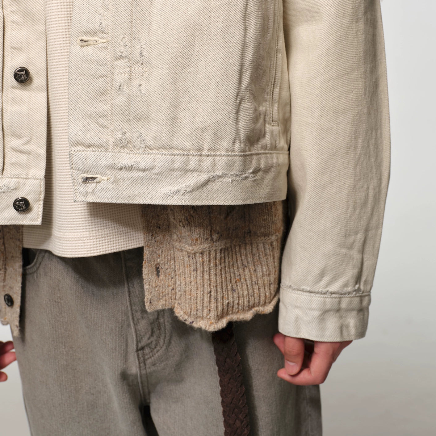 Off-White Two-Tone Vintage Washed Denim Jacket