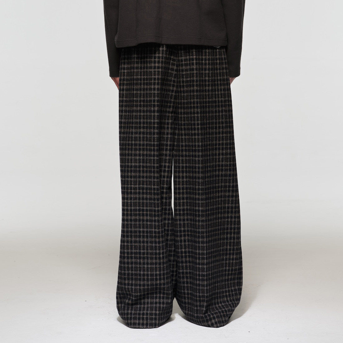 Plaid Wool Wide-Leg Pants