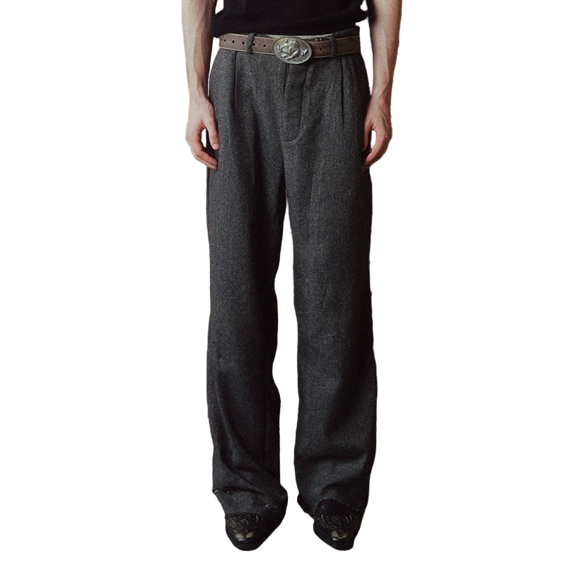 Dirty Mud Destroys Ankle Herringbone Trouser