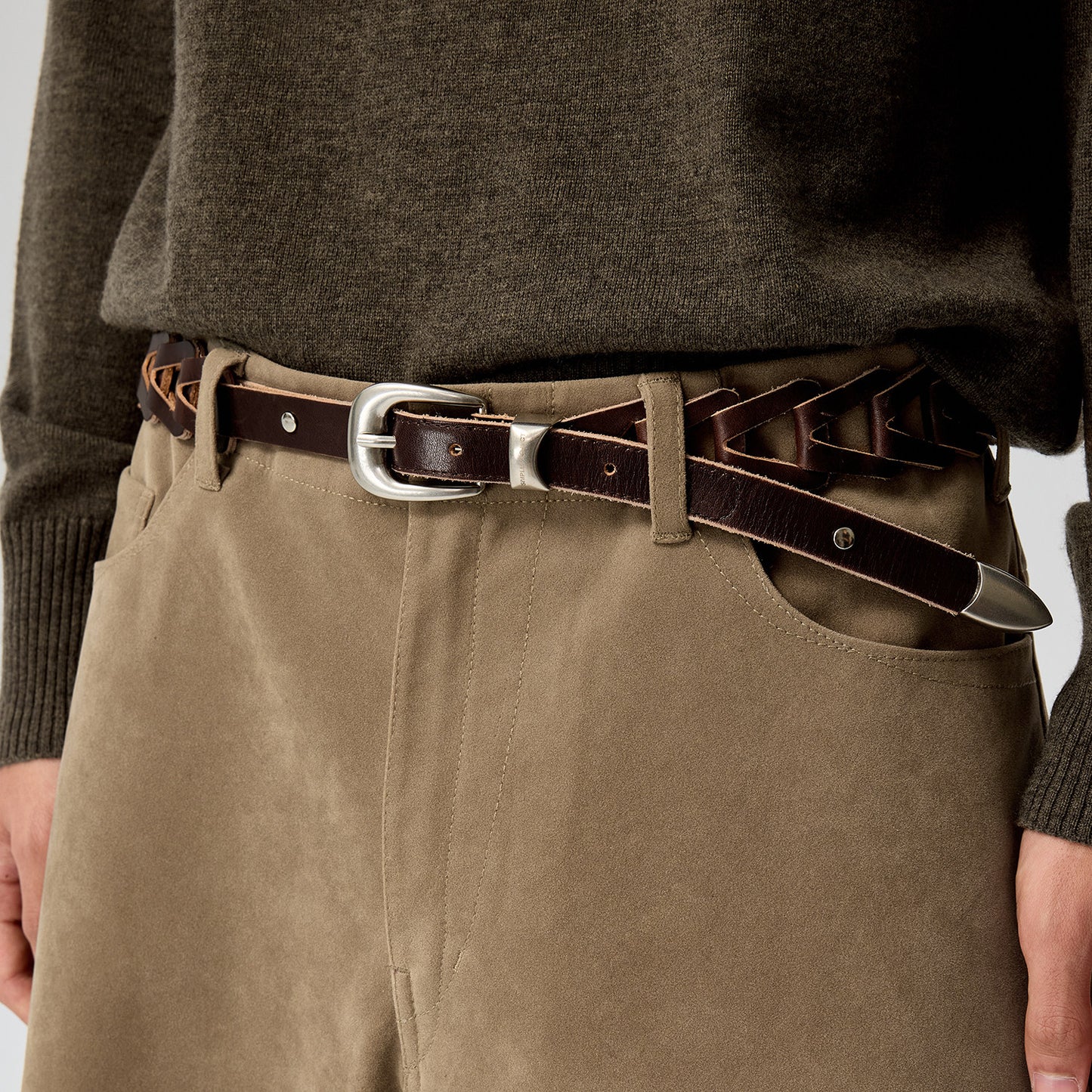 Simple Project Braided Cowhide Woven Belt