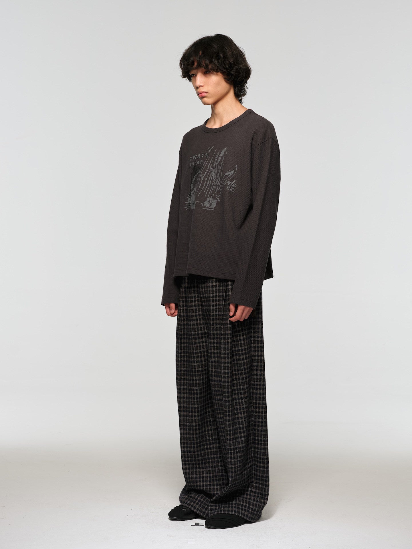 Plaid Wool Wide-Leg Pants