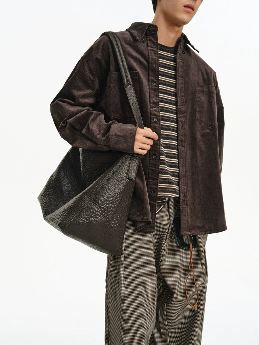 Mountain Texture Crossbody Large Leather Bag