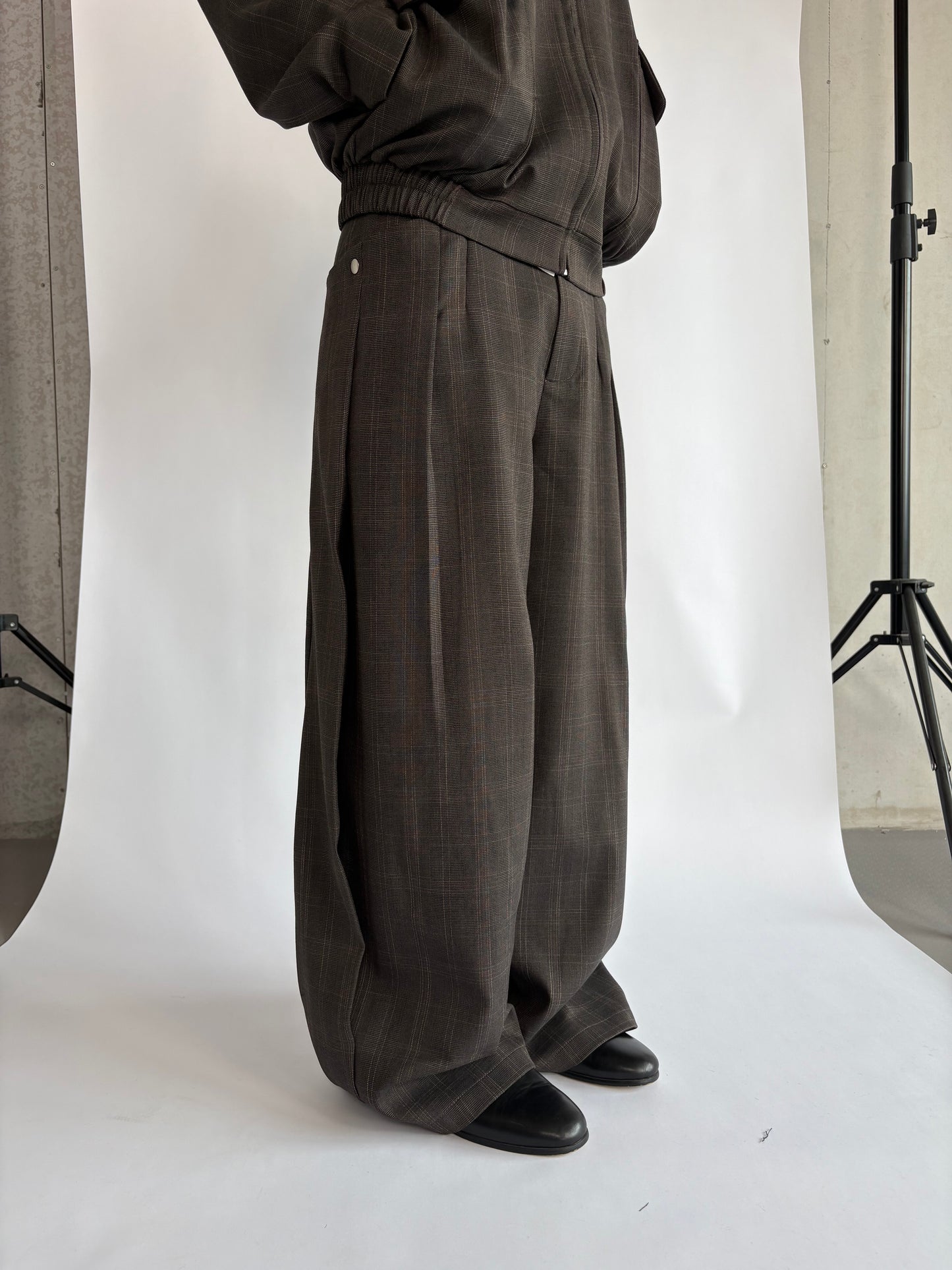 Plaid Double Pleated Pants