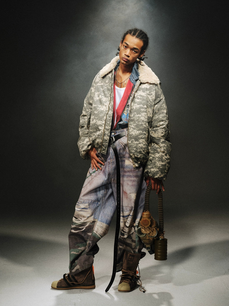 Camouflage Fur Collar Jacket