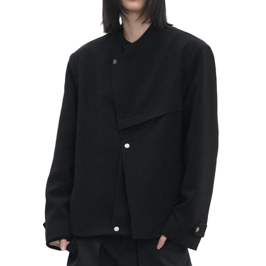 Stand-up collar deconstructed multi-snap jacket