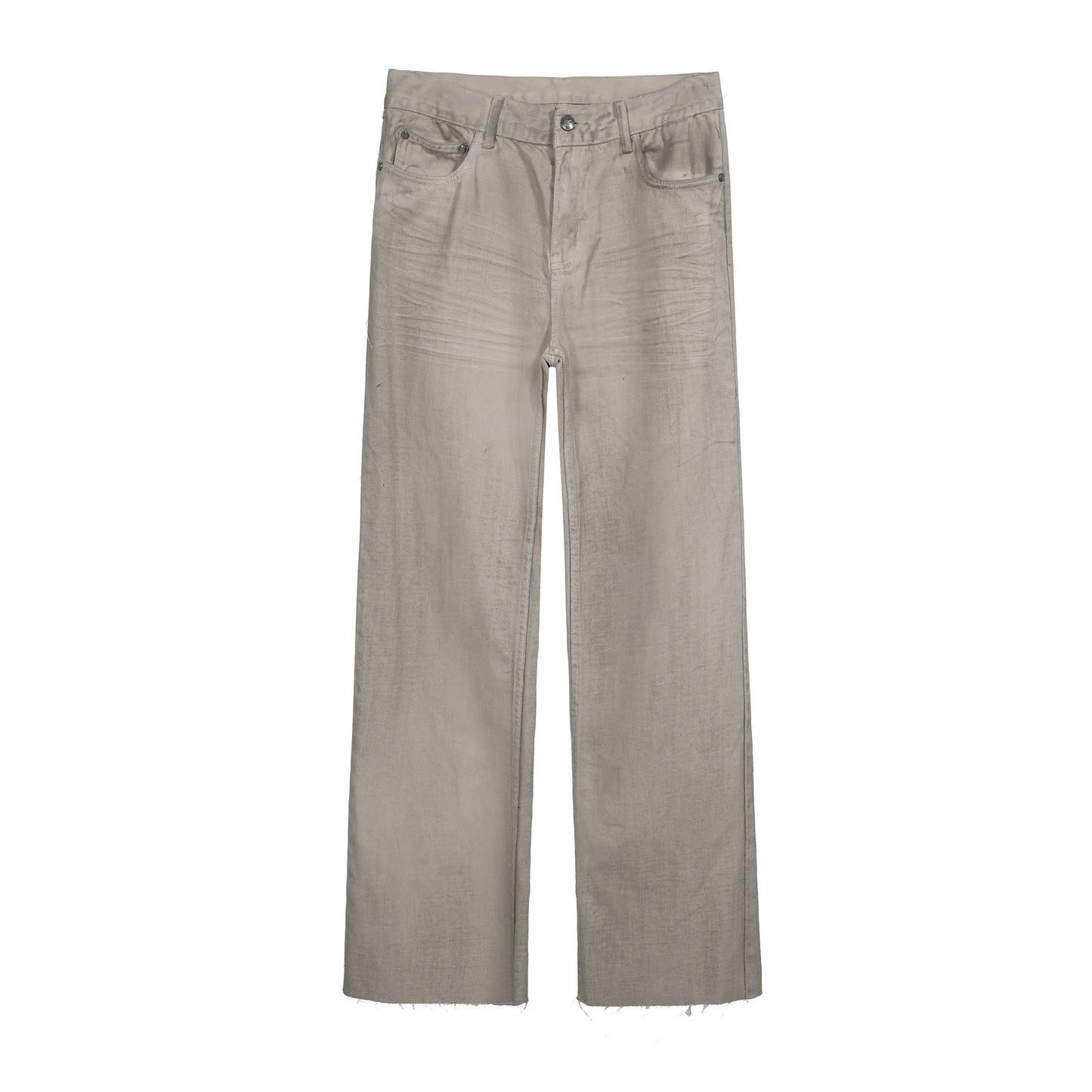 Handmade dirty gray straight leg  jeans