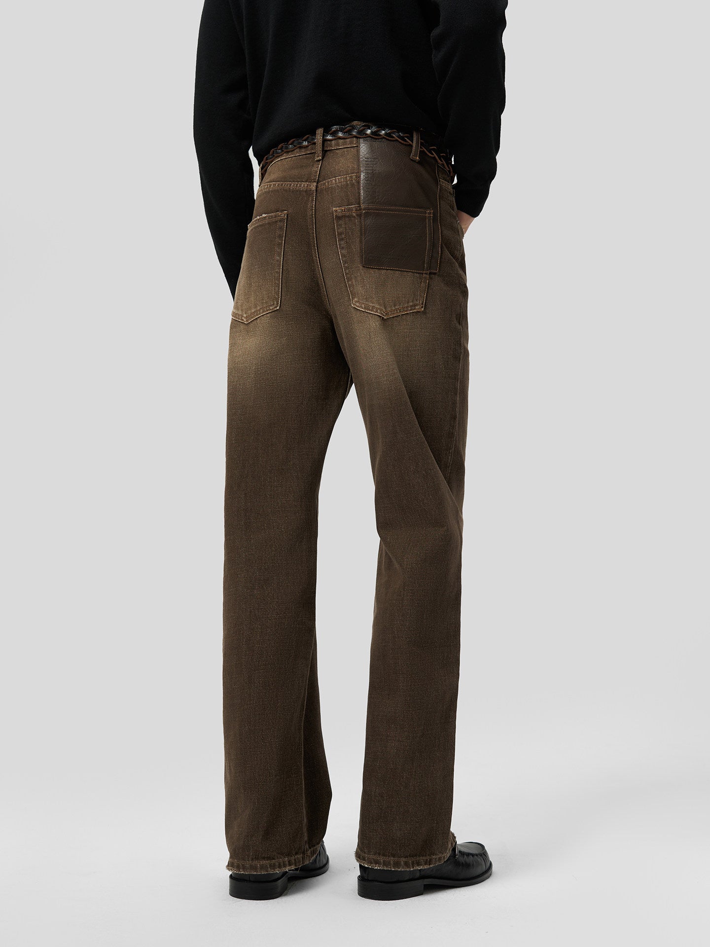 Leather patch jeans