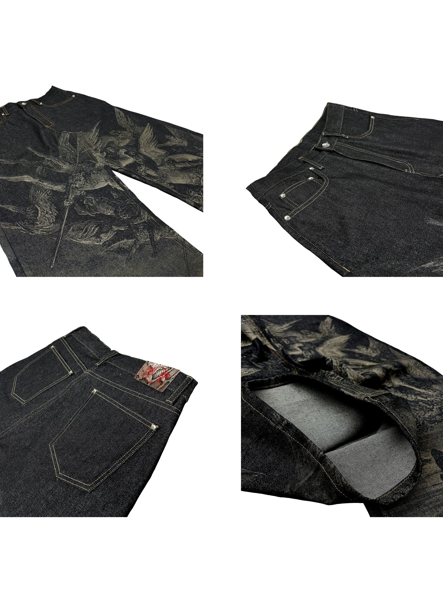 "Paradise Lost" Python Leather Label Baggy Jeans