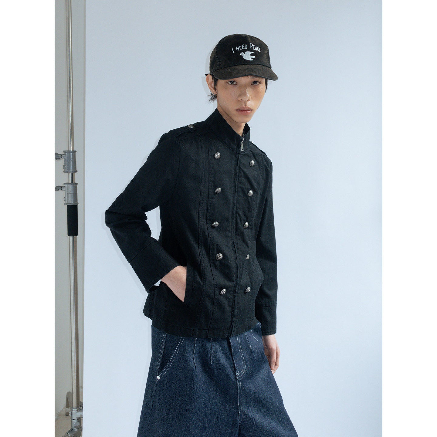 Metal Buckle Double-breasted Napoleon Jacket