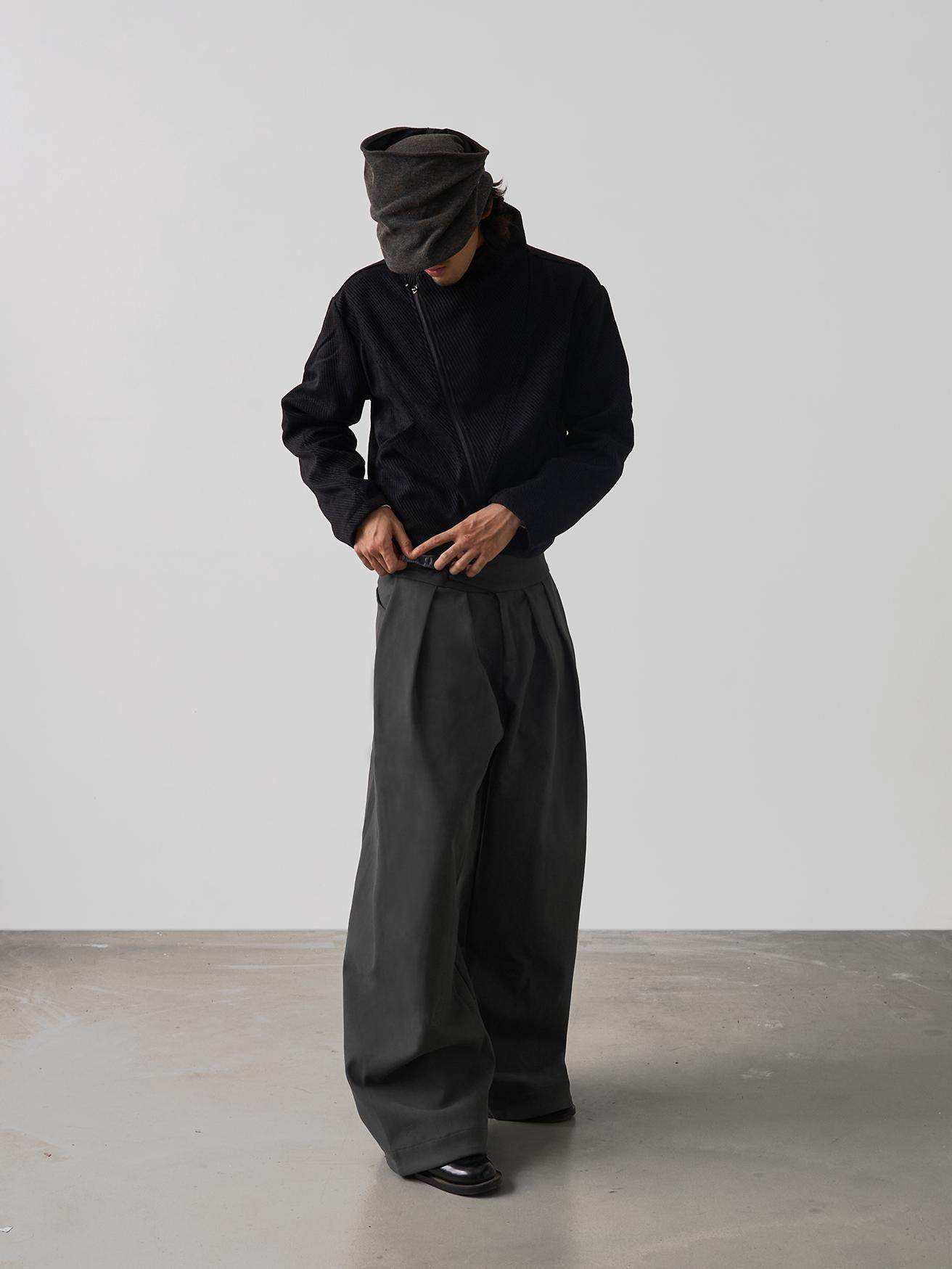 Slide buckle wide-leg trousers