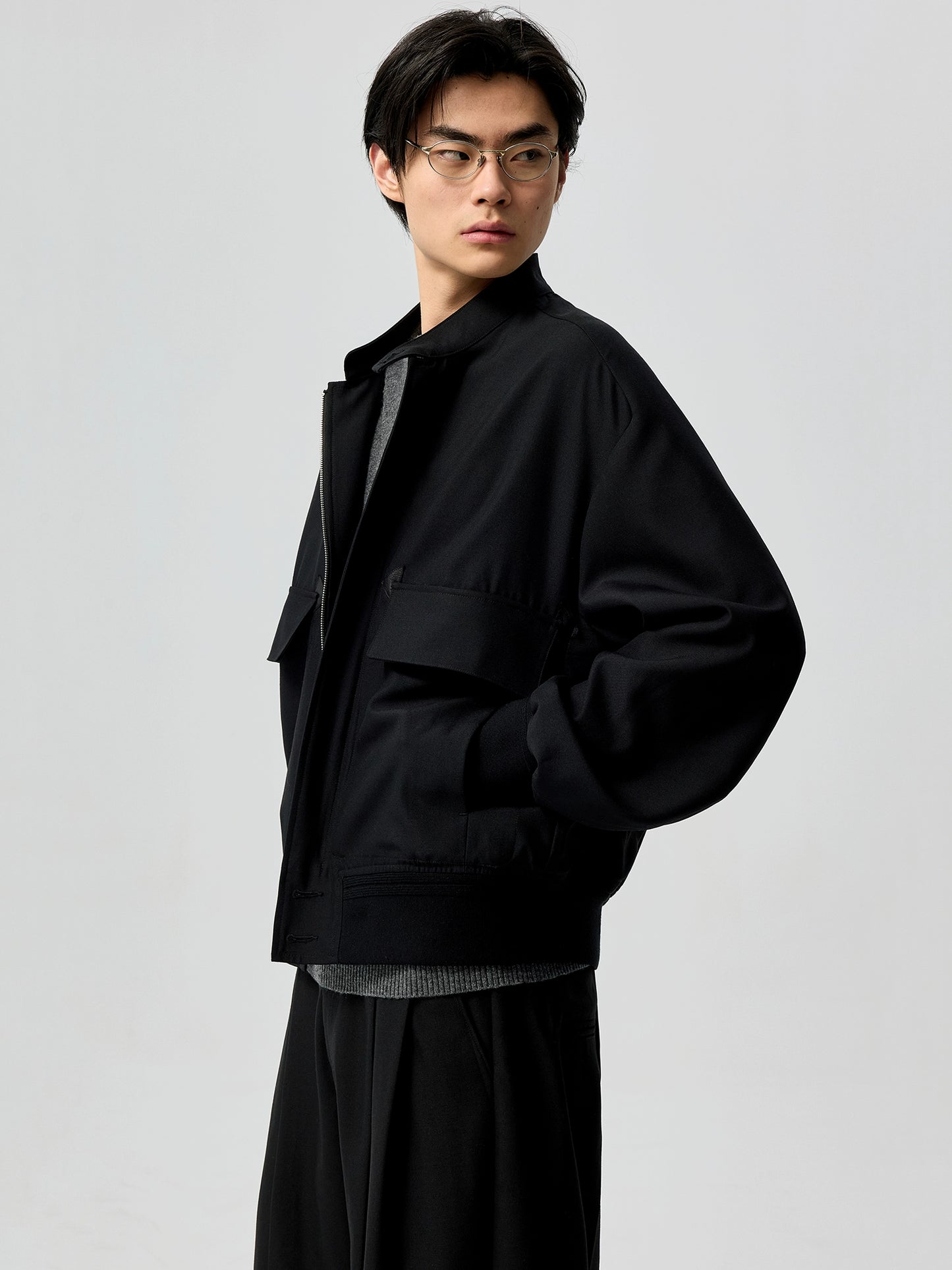 Band collar Wool Jacket