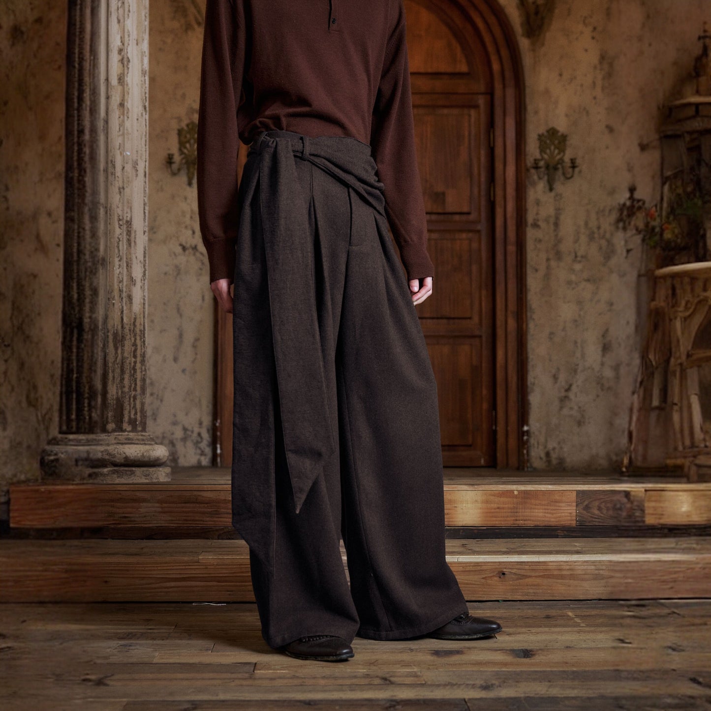 "Reins" wood jacquard trousers