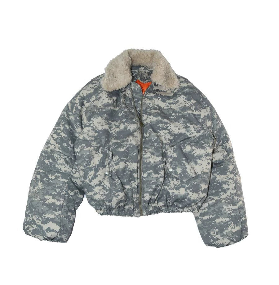 Camouflage Fur Collar Jacket