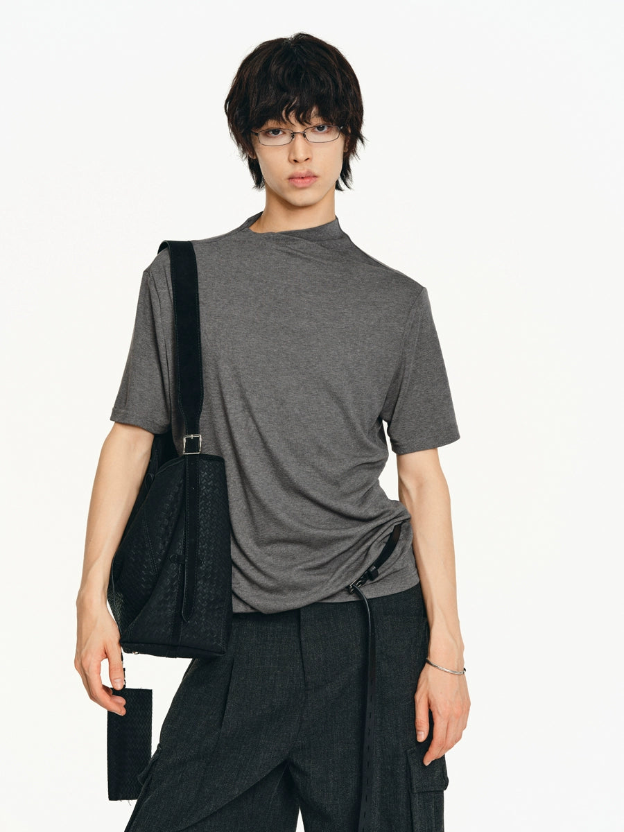 DIAGONAL TURTLENECK SHORT SLEEVE T-SHIRT